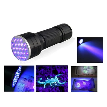1 шт УФ-Ультрафиолетовый 21 светодиодный фонарик, мини-черный светильник, алюминиевый фонарь, совершенно Новый для проверки заметок, стеклянной посуды.