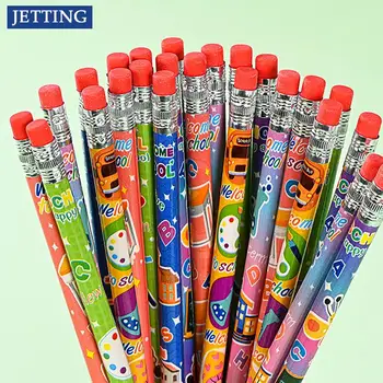 12шт Деревянный карандаш HB с ластиком Милый карандаш для рисования эскизов, канцелярские принадлежности для студентов, канцелярские принадлежности, подарок для детей