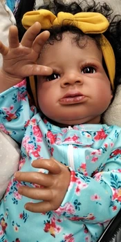 17 дюймов Возрожденная Бебе Ланни Возрожденный малыш Черная Кожа Законченный Ребенок Реалистичные Куклы Для Новорожденных Подарок