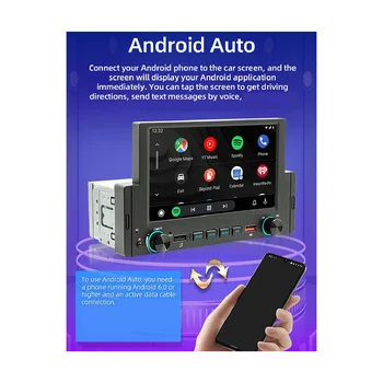 1Din 6,2-дюймовый экран CarPlay Android-Автомагнитола Стерео Bluetooth MP5 Плеер FM-приемник 2USB Аудиосистема Хост