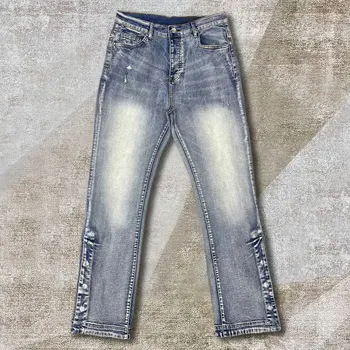 2023 Америка Хип-хоп Рваные Дизайнерские мешковатые джинсы Мужские Роскошные Синие Джинсы Мужские Уличные панк-рок Брендовые джинсы Jean Noir Homme