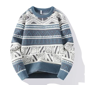 2023 Зимний теплый мужской свитер свитер утолщенный пуловер с длинным рукавом классический свитер мужской повседневный свитер с круглым вырезом k906