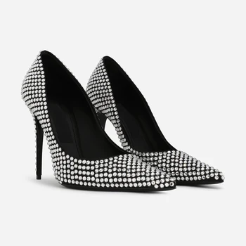 2023 Роскошные женские туфли-лодочки со стразами, туфли на высоком каблуке, дамское платье, свадебные туфли на шпильке