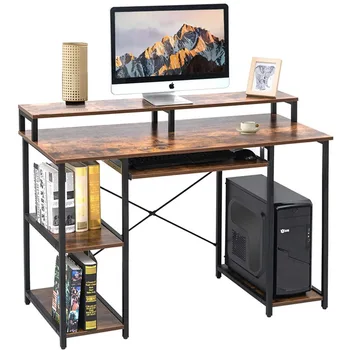 47-дюймовый компьютерный стол с полкой для монитора, стол для домашнего офиса, стол для ноутбука, офисная мебель