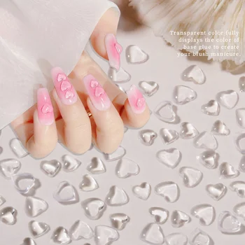 50/100 Шт Модные 3D Прозрачные Love Cute Heart Shape Nail Art Украшения DIY Diamond Для Салона Красоты Ногтей В Корейском Стиле