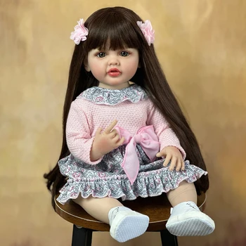 55 см Реалистичные Детские Куклы 3D Кожа Новорожденных Кукол Мягкое Тело Возрожденной Девочки Детские Куклы с Видимыми Венами для Детей для Коллекции