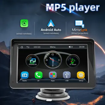 7-Дюймовое FM-радио HD 1024P Беспроводное Carplay Android Auto Портативная Автомобильная Стереосистема, совместимая с Bluetooth, Встроенный Динамик с Реверсивным входом