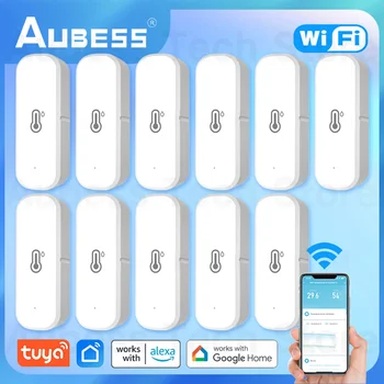 AUBESS WiFi Датчик Температуры Влажности Комнатный Термометр Гигрометр Умный Дом Охранная Сигнализация Для Tuya Smart Life Alexa