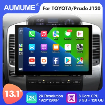 AUMUME 12,3 Дюймов Android 12 Автомобильный радиоприемник для TOYOTA/Prado J120 2004-2009 Мультимедийный плеер Carplay 4G 2 Din