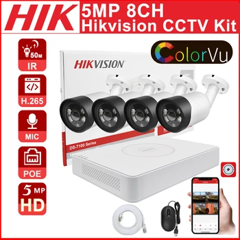 Hikvision 8CH 8 + 4 kit 5MP ColorVu POE NVR CCTV Kit Аудио IP-Камера с Обнаружением Движения Камера Видеонаблюдения Красочная Ночного Видения