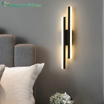 = (K) = Современный простой светодиодный настенный светильник Strip Light 90-260 В Прикроватная тумбочка для спальни, фоновый декор для гостиной, настенный светильник для отеля в помещении