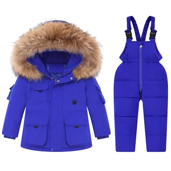 MODX Зимний комбинезон, куртка для мальчика и девочки, детское пальто, детские парки, Комплект одежды, детские комбинезоны с пухом из перьев, меховые комбинезоны