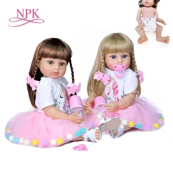 NPK 55 см кукла-реборн принцесса для маленьких девочек, мягкий на ощупь силикон для всего тела, Рождественский подарок, высококачественная кукла для коллекционирования.