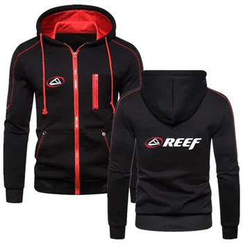 Reef 2023 Новая мужская куртка с длинными рукавами на молнии Высококачественная Удобная Однотонная верхняя одежда Спортивные Костюмы Пальто с капюшоном Пуловер Топ