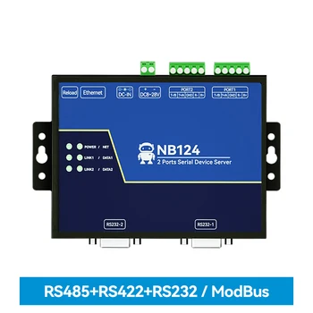 RS485/RS232/RS422 для Последовательного сервера Ethnernet 2 канала NB124S TCP UDP MQTT HTTP Шлюз Modbus TCP- RTU Watchdog DC8-28V