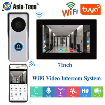 TUYA Беспроводной WiFi Видеодомофон 1080P с 10-дюймовым 7-цветным сенсорным экраном, смарт-приложение для домашнего домофона для системы контроля доступа RFID