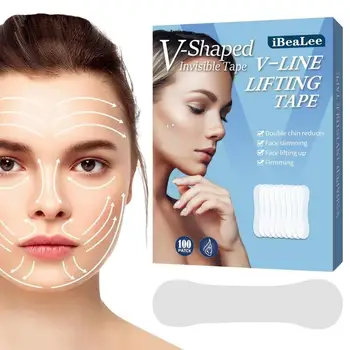 V-образная невидимая лента, 100 шт., лента для подтяжки лица Для обвисшей кожи, дышащие Невидимые секретные наклейки для макияжа, лента для подтяжки лица
