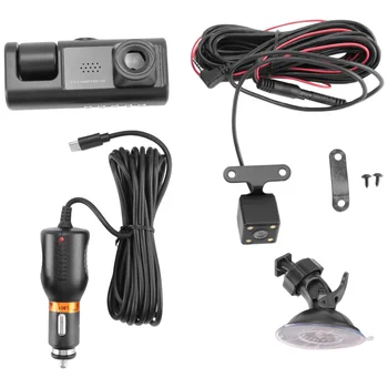 Автомобильный видеорегистратор с 3 объективами камеры, 3-канальный видеорегистратор HD 1080P Спереди и сзади, внутренняя видеорегистратор ночного видения