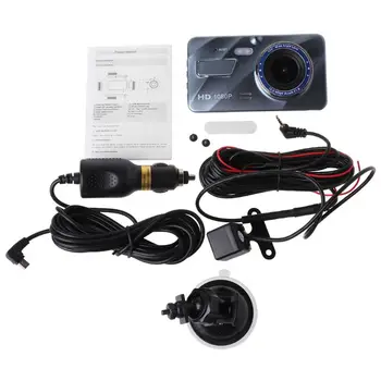 Автомобильный видеорегистратор R3MD Cam с двумя объективами Full HD 1080P 4 дюйма для сенсорного экрана IPS спереди + Re