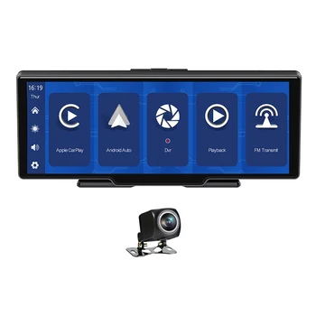 Автомобильный видеорегистратор Carplay Android Auto Dashcam Большой экран Центральной консоли BT Dash Cam для автомобиля GPS FM Черный ящик