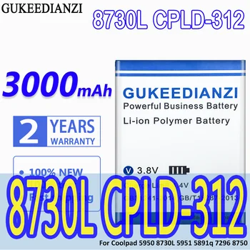 Аккумулятор GUKEEDIANZI Высокой Емкости 8730L CPLD 312 CPLD312 3000 мАч Для Coolpad 5950 5951 5891q CPLD-312 7296 8750 Аккумуляторов