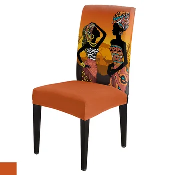 Африканские женщины в этническом стиле, Черные Женщины, Комплект чехлов для стульев, кухонный чехол для сиденья из эластичного спандекса, домашний декор, Чехол для сиденья в столовой