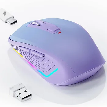 Беспроводная мышь 2.4G + Bluetooth, мышь с бесшумным щелчком мыши, эргономичные мыши с возможностью подзарядки для портативного компьютера