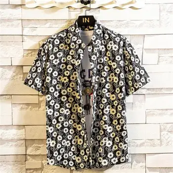 Блузка свободного кроя, рубашка в цветочной тематике, люксовый бренд, осенняя Мужская одежда 2023, Модная мужская повседневная рубашка Y2k Man с коротким рукавом 5XL