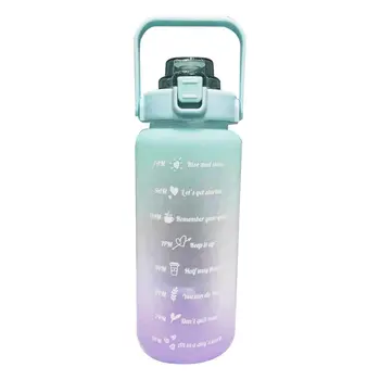 Бутылка для воды большой емкости объемом 2 л с отскакивающей крышкой, напоминающей о шкале времени, Матовая герметичная чашка для занятий спортом на открытом воздухе, фитнесом