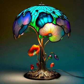 Винтажная красочная настольная лампа Украшение дома Светодиодный светильник Прикроватный ночник для спальни Моделирование грибов