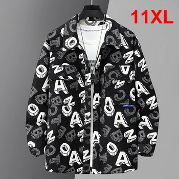 Винтажная Куртка Мужская Плюс Размер 10XL 11XL Пальто Куртки С 3D Буквенным Принтом Демисезонное Пальто Мужской Большой Размер 10XL 11XL