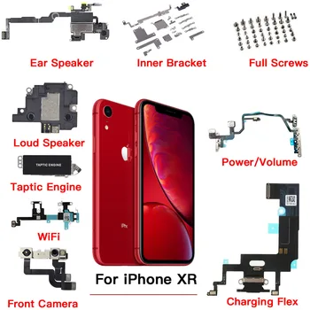 Внутренние Детали для iPhone XR Передняя Камера Заднего Вида Кнопка Включения Громкости Громкий Ушной Динамик Гибкий Кабель Кронштейн Винты Taptic Engine