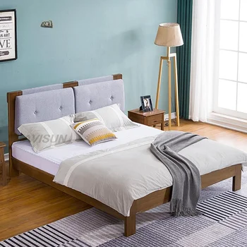 Двуспальная кровать из скандинавского бука Со съемной мягкой спинкой, японские Высокие детские кровати, Минималистичная мебель для спальни Camas Dormitorio