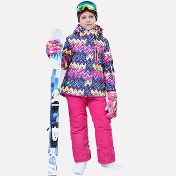 Детские лыжные костюмы, комплекты одежды для катания на сноуборде, для мальчиков и девочек, зимние виды спорта на открытом воздухе, хлопковые зимние куртки, брюки