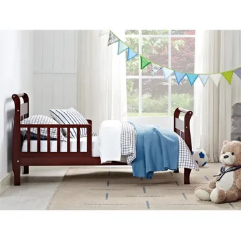 Детские санки для отдыха, детская деревянная кроватка для малышей с защитными ограждениями, вишневый