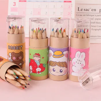 Детские цветные карандаши, ученические ручки для граффити, цветные свинцовые кисти, короткие 12 цветов