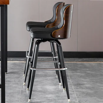 Европейские поворотные барные стулья, Металлическая Деревянная Современная стойка, дизайнерский барный стул, Обеденный кухонный шезлонг для отдыха, Предметы домашнего обихода