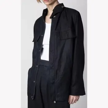 Женская мода с карманами, однобортные куртки, женские весенне-осенние свободные шикарные женские наряды 2023 года выпуска