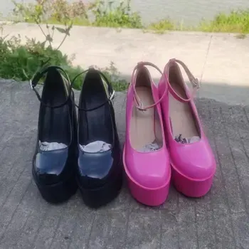 Женская обувь большого размера ForeignTrade, новинка, женские туфли на высоком каблуке 14 см, Европа и Соединенные Штаты, модные женские туфли с пряжкой 
