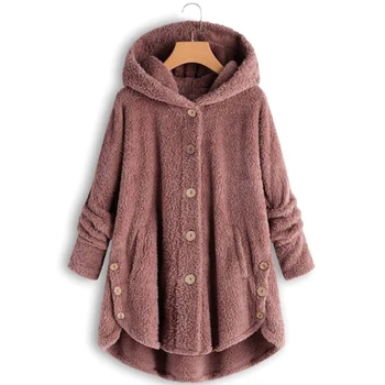 Женские пальто из шерсти и смесей 2020, осенне-зимнее пальто, женское теплое пальто с плюшевым мишкой, шерстяная куртка, женское плюшевое пальто, куртка с капюшоном