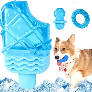 Замораживаемые собачьи жевательные игрушки для прорезывания зубов Натуральный каучуковый прорезыватель для щенков Охлаждающие Игрушки для собак Обучающие Плавающие интерактивные игрушки-кольца для жевания