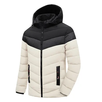 Зимнее мужское теплое утепленное пальто с капюшоном, модная куртка в тон, молодежная пуховая одежда для мужчин
