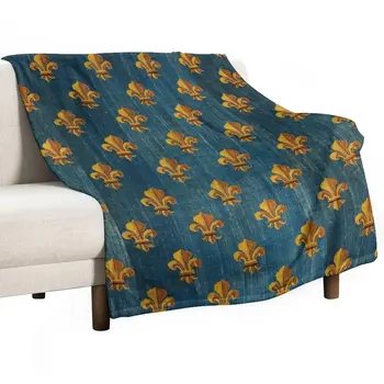 ЗОЛОТЫЕ ЛИЛИИ СИНЕГО цвета Антикварный французский гобеленовый плед Модные диванные одеяла Пушистое одеяло