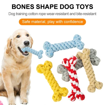 Игрушки для собак в форме костей для маленьких и крупных собак, устойчивые к укусам, для чистки зубов, жевательная игрушка, хлопковые игрушки для коренных зубов щенков, товары для домашних животных