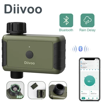 Интеллектуальный Спринклерный Таймер Diivoo Bluetooth, для Временного и циклического полива сада, Таймер для шланга с задержкой дождя и Ручным поливом