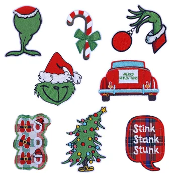 Карнавальный Рождественский зеленый Популярный вышитый логотип, аксессуары для одежды, тканевые наклейки, нашивки, сумка для утюга, одежда для детей своими руками