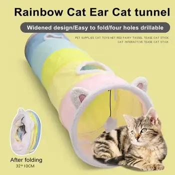 Компактный кошачий туннель, складной кошачий туннель для игрушек, устойчивый к царапинам, портативный, избавляющий от скуки кошек, дышащий Кошачий