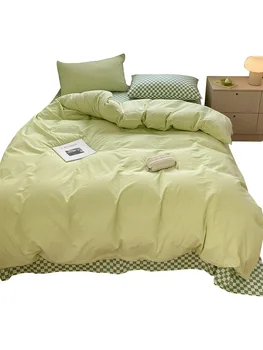 Комплект постельного белья из хлопка для стирки по скандинавскому Фэн-шуй, состоящий из четырех частей, Стеганое одеяло из 100 хлопка