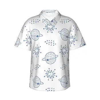 Космические Детские Мужские Повседневные Гавайские рубашки С коротким рукавом Пляжные рубашки на пуговицах Рубашки с тропическим цветочным рисунком