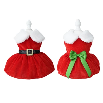 Красное платье для кошек и собак, мягкая зимняя одежда для девочек-собак, удобный костюм с красной юбкой для маленьких домашних животных, легко моющиеся принадлежности для рождественских нарядов